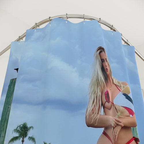 Shower Curtain - Tropical Bikini Beach Photo Shower Curtain, Coastal Nautical Bathroom Decor